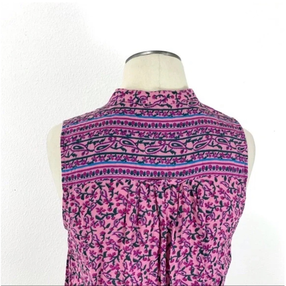 Anthropologie Maeve pink floral tunic button down tank top size L - Picture 6 of 7